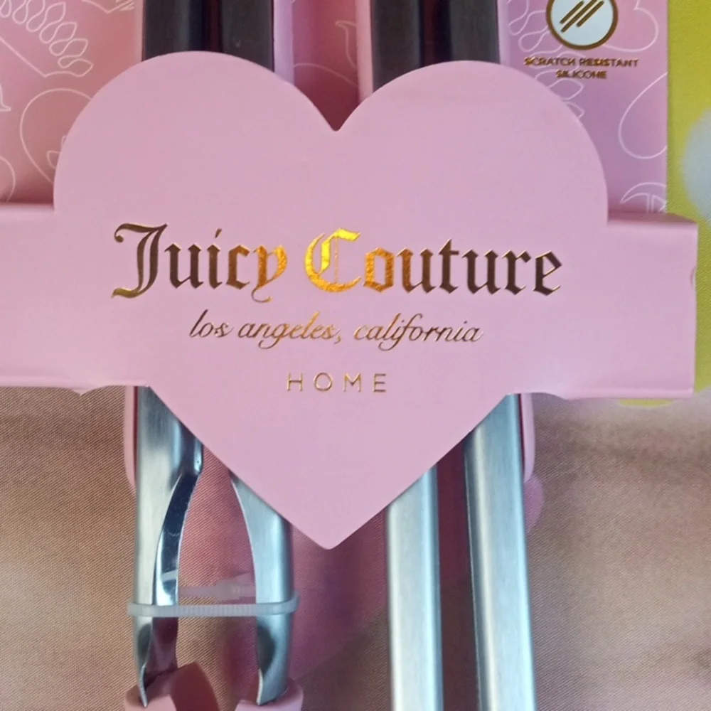 🏠🍒 Juicy Couture Pink Heart Kitchen Tongs Set
